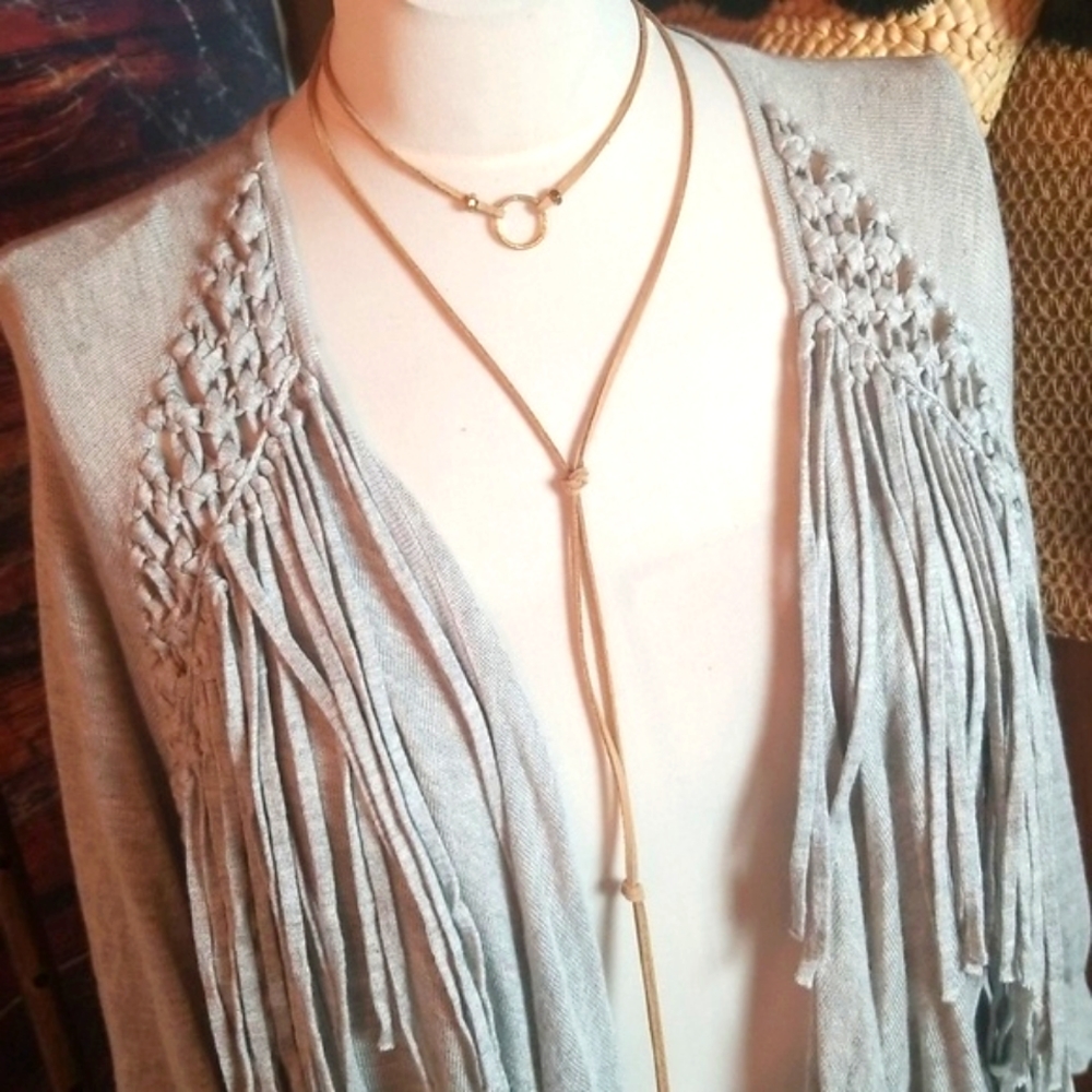 Rebecca Taylor | Gray Fringed Cardigan